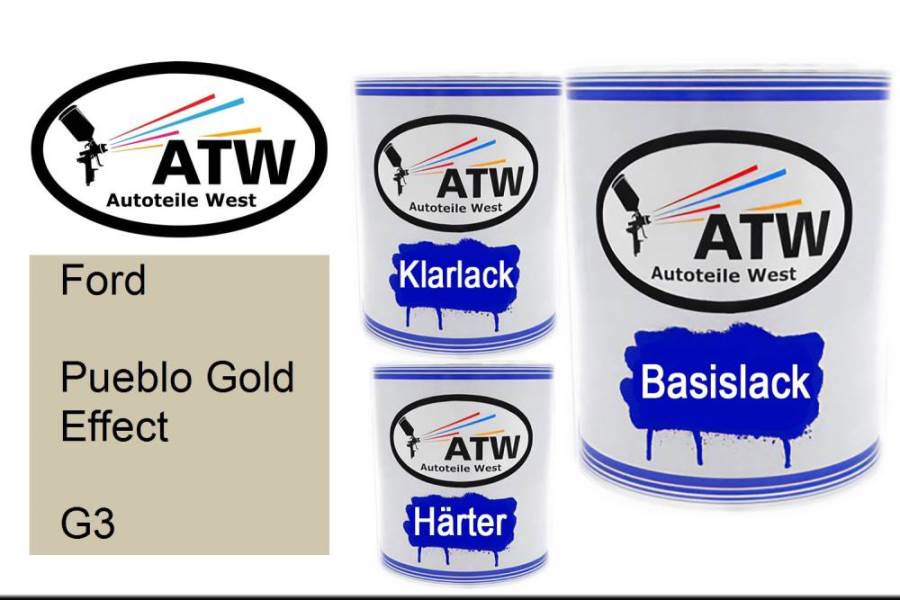 Ford, Pueblo Gold Effect, G3: 1L Lackdose + 1L Klarlack + 500ml Härter - Set, von ATW Autoteile West.